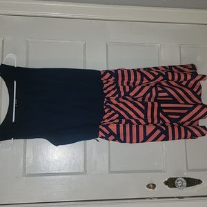 A Beyer Navy Blue And Coral Dress